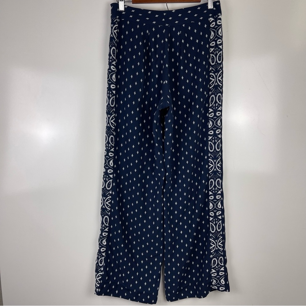 Cabi Trackstar Wide Leg Pants Women’s Blue Print Pull On Casual Resort Office - Picture 2 of 9